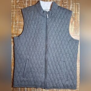 Mizzen + Main Vest Mens Sz L Gray Belson Quilted Full Zip Golf Pockets Casual